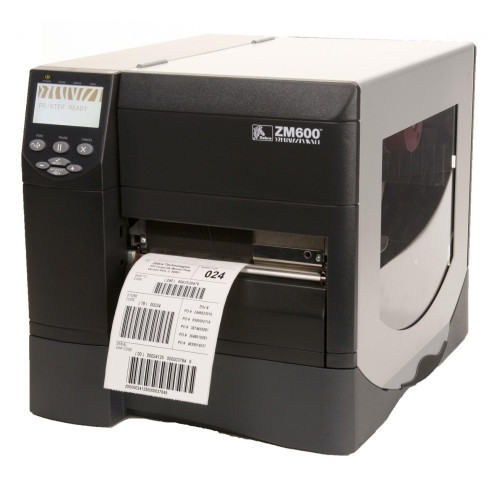 Refurbished Zebra ZM600 300 DPI Direct Thermal or Thermal Transfer Label and Barcode Printer With Wireless And Cutter