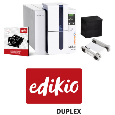 Evolis Edikio Duplex Dual Sided Direct To Card ID Printer With Price Tag Edition And Free Starter Pack USB Ethernet