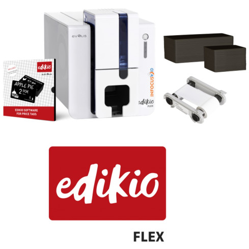 Evolis Edikio Flex Single Sided Direct To Card ID Printer With Price Tag Edition And Free Starter Pack USB Ethernet